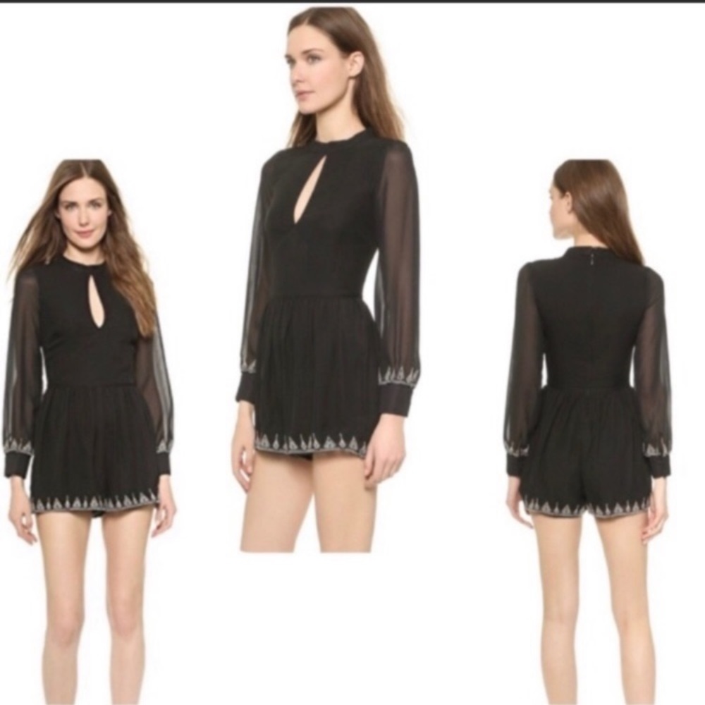 House Of Harlow Size Small Black Hendrix Shorts One‎ Piece Long Sleeve Jumpsuit